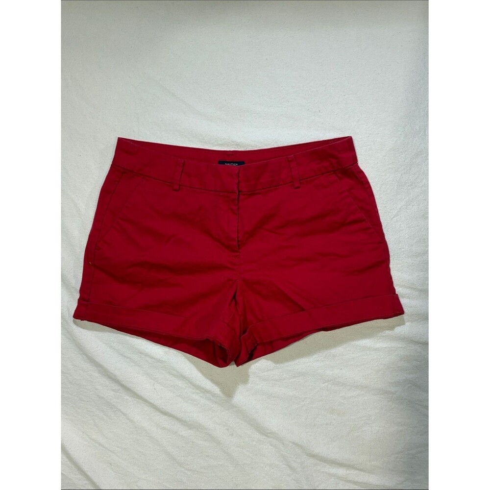 Nautica Bright Red Cuffed Chino Walking Shorts - Size 6